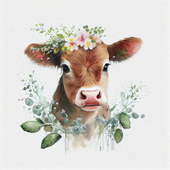 cow with flower easter created by artificial intelligence tools