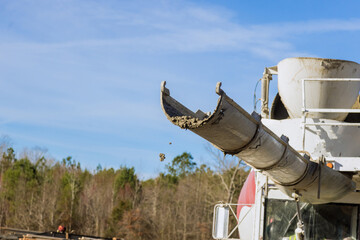 Concrete mixing truck for concrete delivered at construction site was ready to pour out concrete mix