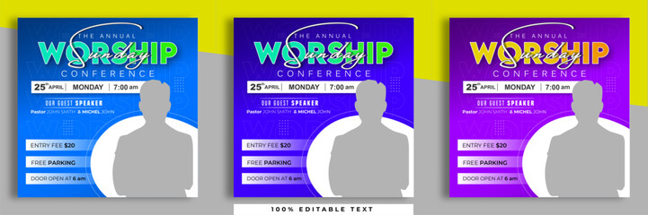 Church conference flyer social media post web banner