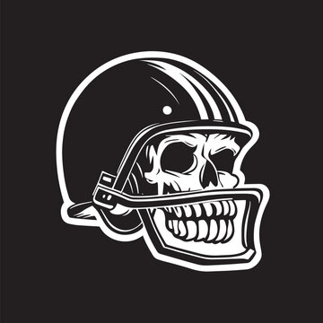 Skull In Football Helmet Monochrome Logo

