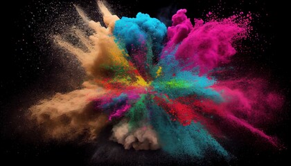 Colorful powder explosion, Celebrate festival Holi. Indian Holi festival. generative ai