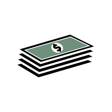 Dollar stack pack vector icon. Stack of cash or money for apps and websites. Finance and economy sign. Money banknotes.