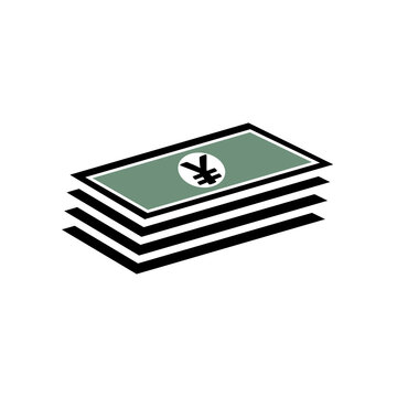 Japanese Yen stack pack vector icon. Stack of cash or money for apps and websites. Finance and economy sign. Money banknotes.