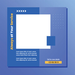 Medical social media post template design. Modern banner with blue and white background and place for the photo. Usable for social media, banner, and website.