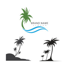 Palm tree summer logo and symbol template vector design