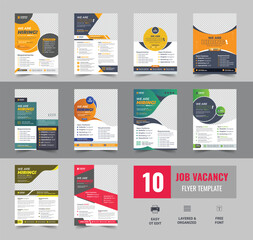 We are hiring flyer design template bundle , Job Vacancy Flyer Template or Job vacancy flyer poster template design, Job offer leaflet template, cover, a4 size, flyer design