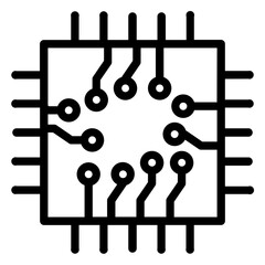 Processor chip outline icon