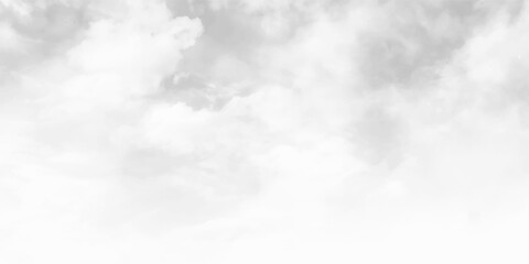 White cloudy sky for background. White fluffy cloudscape scenery, environment background with copy space. Cumulus clouds floating in a light sky. Pure and fresh air in dull day. Freedom of nature.