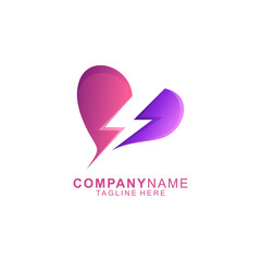 Awesome Love Bolt Premium Logo vector