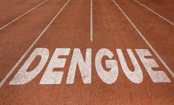 Dengue written on running track, New Concept on running track text in white color