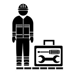 Vector illustration, web icon of a construction contractor. Industry and repair. Isolated on a white background.