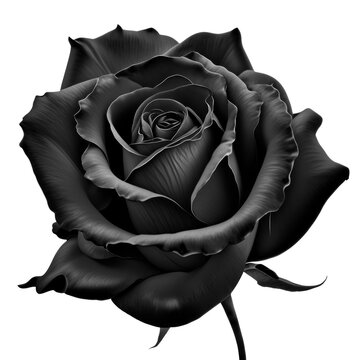 Black Rose Isolated On Transparent Background, Close Up. PNG, Generative AI