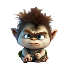 Obraz premium Cute Animation Cartoon Character Animal Troll Design Elements Isolated on Transparent Background: Clear Alpha Channel Graphic for Overlays Web Design, Digital Art, PNG Image (generative AI)