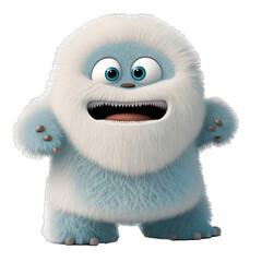 Cute Animation Cartoon Character Animal Yeti Design Elements Isolated on Transparent Background: Clear Alpha Channel Graphic for Overlays Web Design, Digital Art, PNG Image (generative AI)