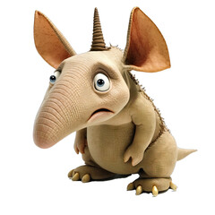 Obraz premium Cute Animation Cartoon Character Animal Aardvark Design Elements Isolated on Transparent Background: Clear Alpha Channel Graphic for Overlays Web Design, Digital Art, PNG Image (generative AI)