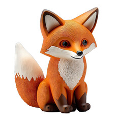 Obraz premium Cute Baby, Toddler, Kid Toy Fox Character Design Elements Isolated Transparent Background: Clear Alpha Channel Graphic for Overlays Web Design, Digital Art, PNG Image (generative AI)
