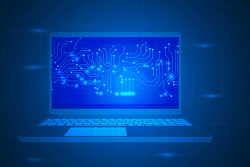 Fototapeta premium technology laptop illustration communication data security. digital hi-tech futuristic circuit technology abstract.