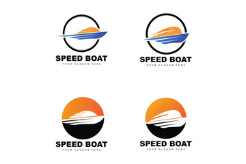 Speed Boat Logo, Fast Cargo Ship Vector, Sailboat, Design For Ship Manufacturing Company, Waterway Shipping, Marine Vehicles, Transportation