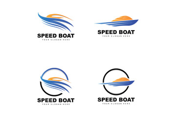 Speed Boat Logo, Fast Cargo Ship Vector, Sailboat, Design For Ship Manufacturing Company, Waterway Shipping, Marine Vehicles, Transportation