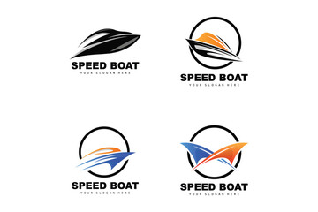 Speed Boat Logo, Fast Cargo Ship Vector, Sailboat, Design For Ship Manufacturing Company, Waterway Shipping, Marine Vehicles, Transportation