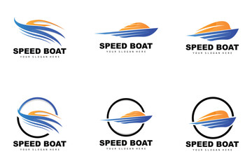 Speed Boat Logo, Fast Cargo Ship Vector, Sailboat, Design For Ship Manufacturing Company, Waterway Shipping, Marine Vehicles, Transportation