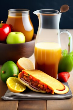 Fresh fruit juice in a glass, pear, apple, orange, pineapple