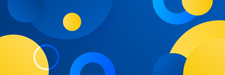 Vibrant Blue and Yellow Abstract Shapes, Vector Banner Design