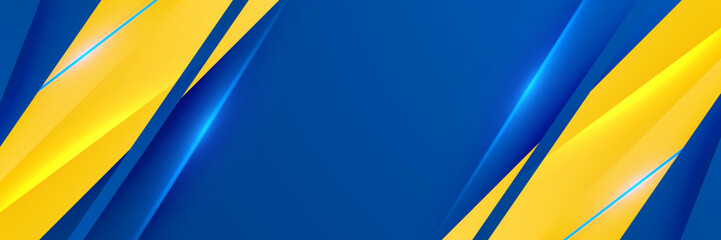 Blinding Blue and Yellow Wave Abstract, Geometric Vector Banner Background