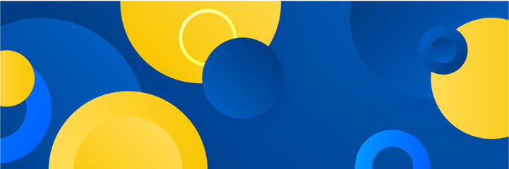 Futuristic Blue and Yellow Hexagonal Abstract, Vector Banner for Presentations