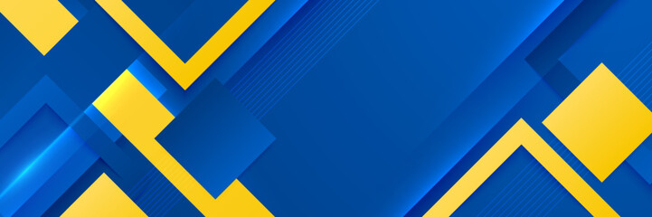 Intense Blue and Yellow Polygonal Abstract, Vector Banner for Graphic Design