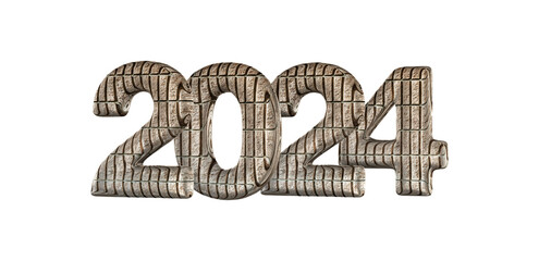 New Year 2024 isolated on a white background. 3d rendering.