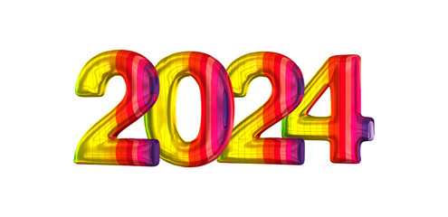 New Year 2024 isolated on a white background. 3d rendering.