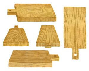 いろいろな角度から見た木製のカッティングボード