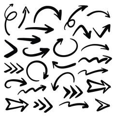 Hand drawn arrow icons set. Set of arrow doodle style.