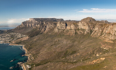 Fototapeta na wymiar Twelve Apostles at Cape Town (South Africa), aerial view, shot from a helicopter