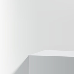 3d gray color podium and minimal white color wall scene. 3d podium minimal abstract background. Vector