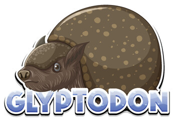 Glyptodon cartoon character with logo