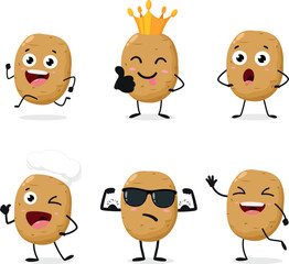 Cartoon cute Potato, vegetable character set