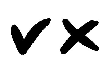 Tick and cross  signs. Checkmark OK and X icons.