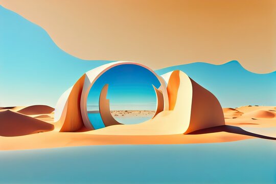 abstract futuristic panoramic background. Generative ai