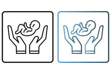 Safe baby icon illustration. icon related to baby care. outline icon style. Simple vector design editable