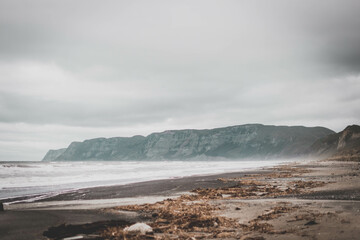The ocean with surrounding cliffs