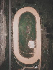Drone shot of a dirt speedway