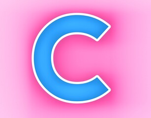 Letter C alphabet uppercase sign design template element. Blue icon at magenta background.