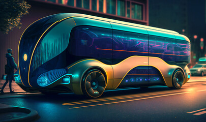 Fototapeta na wymiar Autonomous electric vehicles for urban transportation
