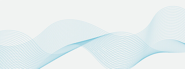 Abstract colorful blue curved lines on white paper background. Abstract wave line for banner, template, wallpaper background with wave design. Vector illustration