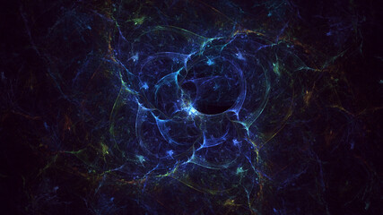 3D rendering abstract multicolor fractal light background