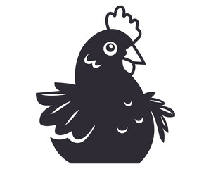 laying hen black icon. animals for agriculture. flat vector illustration.