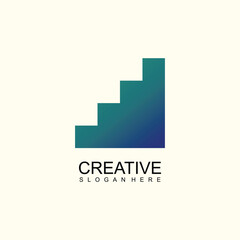 Design logo with "steps" creative box grid element concept