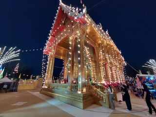 Temple with lights in festival 